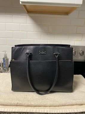 kate spade Black Pebbled Leather Structured Tote